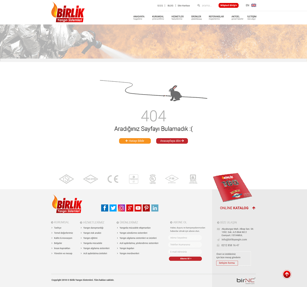 birlik yangin 404 hata sayfa tasarim