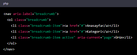 Breadcrumb HTML Kodu